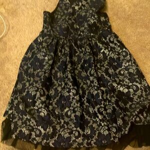 Blue silver and black flower dress